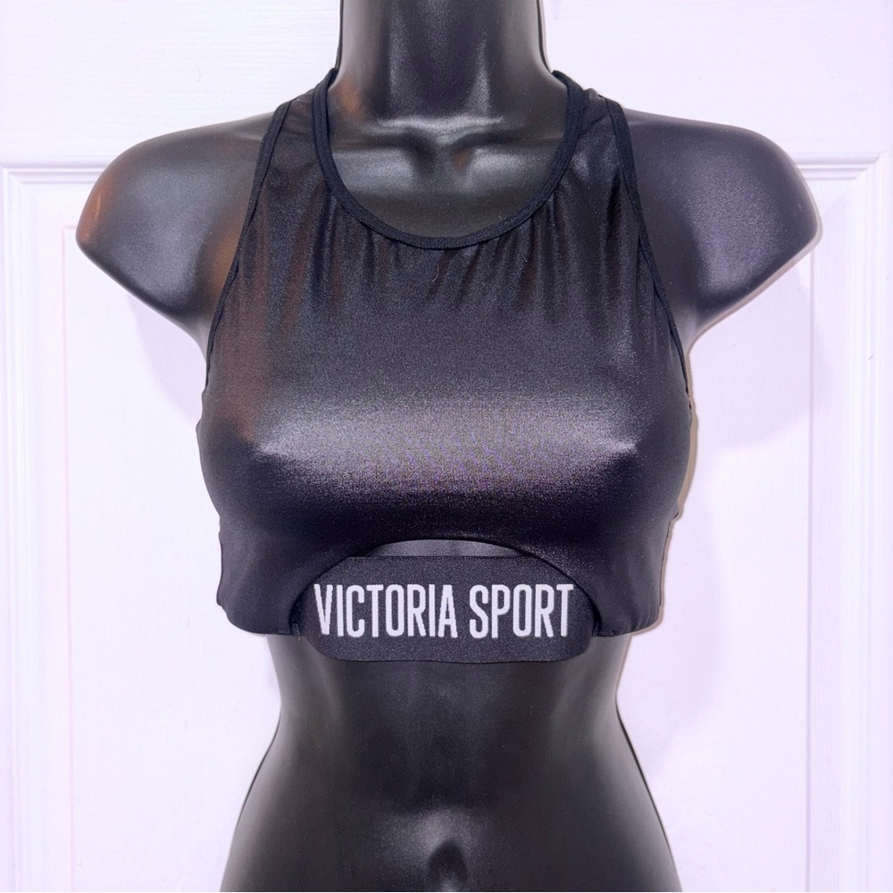 Black Shiny Sports Bra - Picture 1 of 9